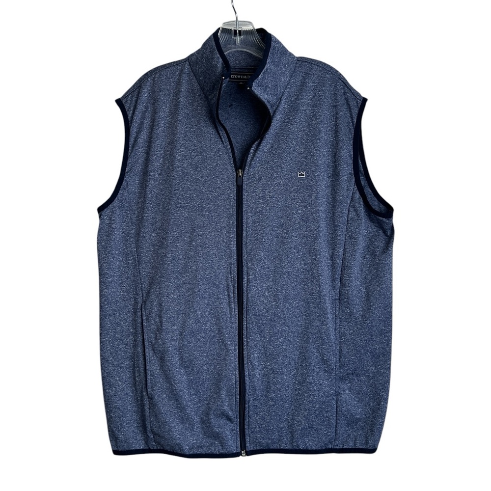 Crown & Ivy Men's Blue Pocketed Full Zip Lightweight Vest - Medium